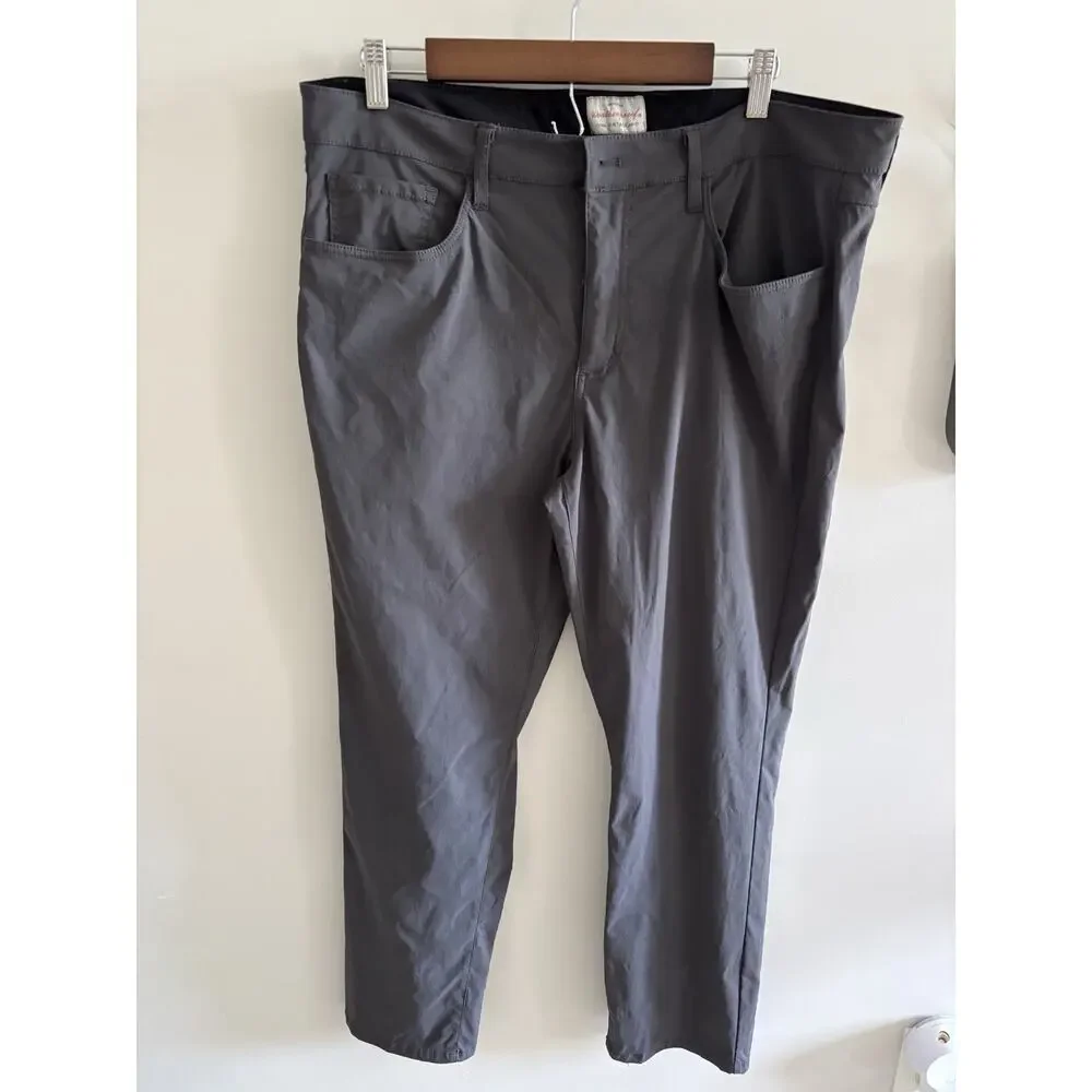 Weatherproof Mens Gray Casual Pants W38x30 Flat Front Solid 5-Pocket Regular